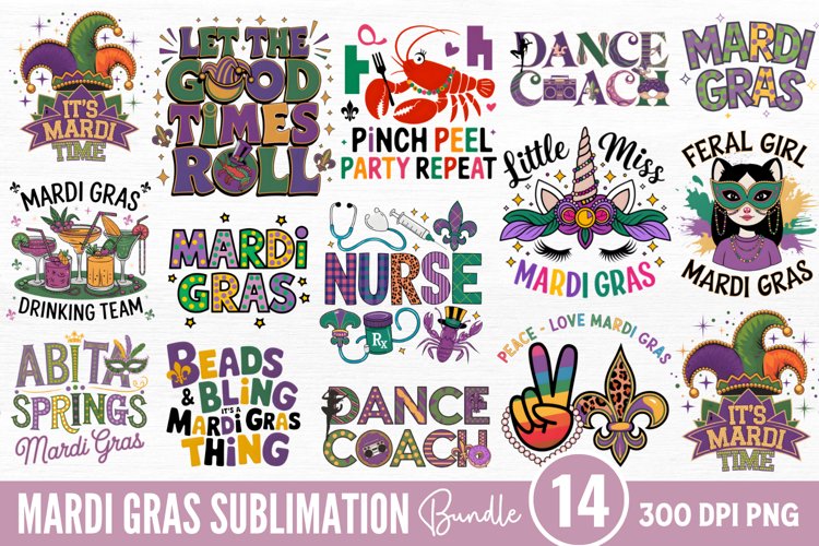 Mardi Gras Sublimation Bundle PNG