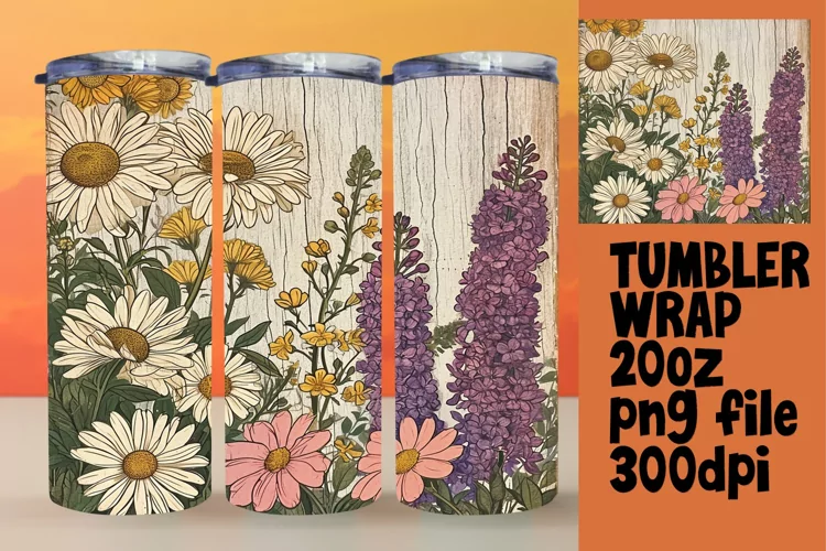 Vintage Blossom Tumbler Wrap - Retro Wonder