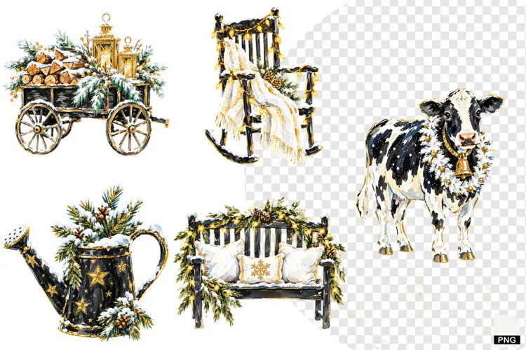 Christmas Farmhouse Clipart