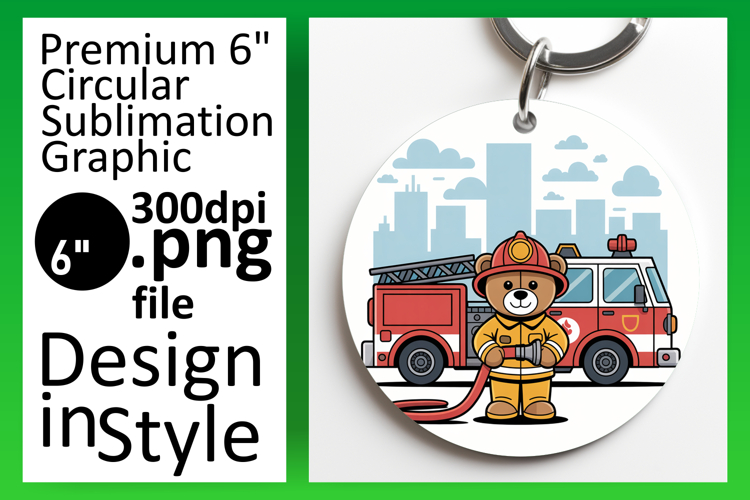 Stylish Circle Design Keychain PNG , Cute Bear