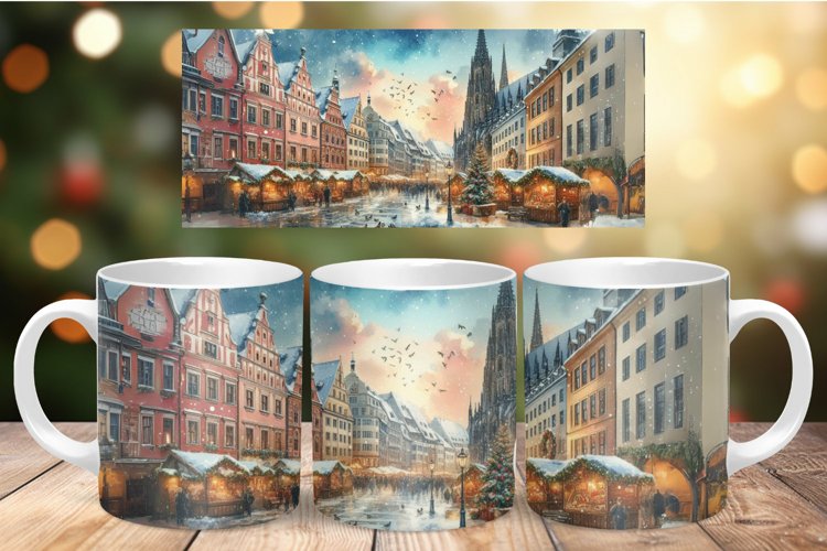 Mug Wrap Sublimation - christmas old town example image 1