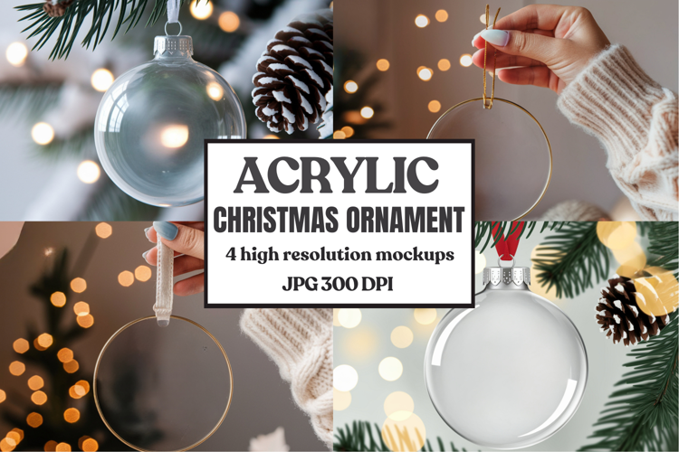 Acrylic Christmas Ornament Mockups | Clear Holiday Ornament