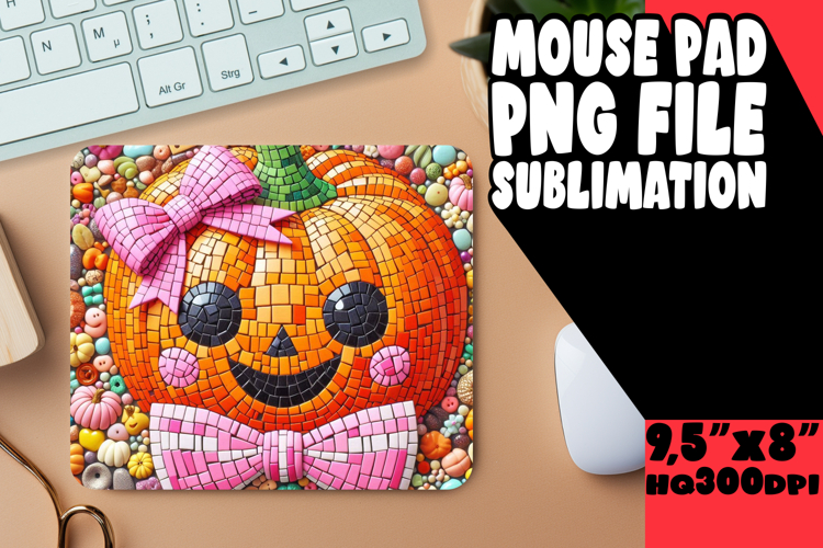 ENCHANTED MOUSE PAD SUBLIMATION STYLE, Cute Pumpkin