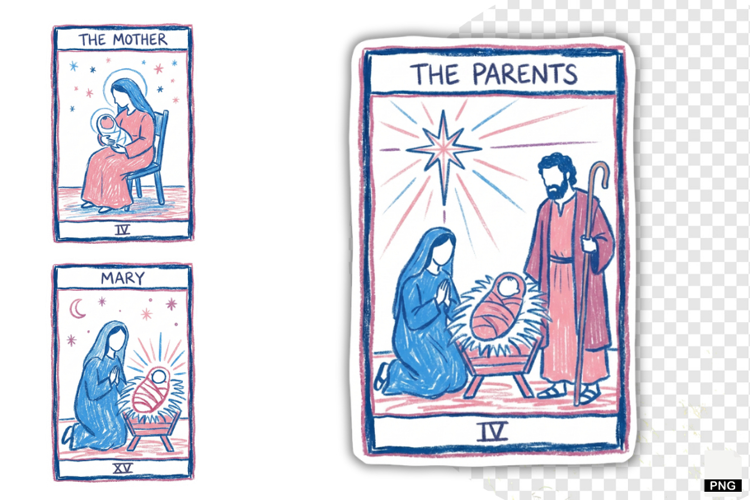 Christmas Nativity Tarot Cards PNG