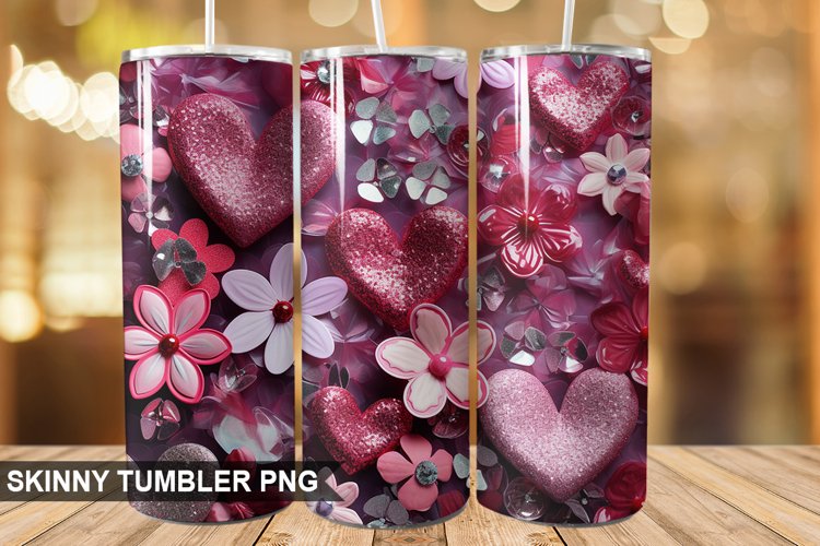 3D Valentines Day Tumbler Design | Sublimation Wrap 20 Oz