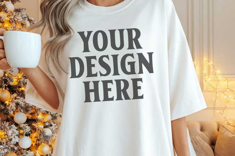 White Christmas Comfort Colors 1717 Mockups, CC 1717 m