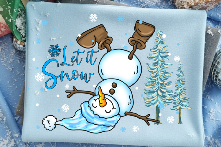 Blue Brushstroke Let It Snow PNG, Winter PNG, Blue Winter