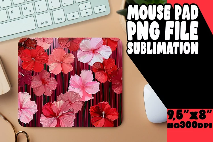 Sleek Stripe & Petal Mouse Mat - Minimalist Workspace Enhanc