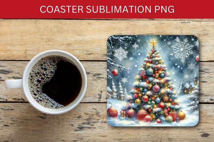 square coaster - christmas tree example image 1