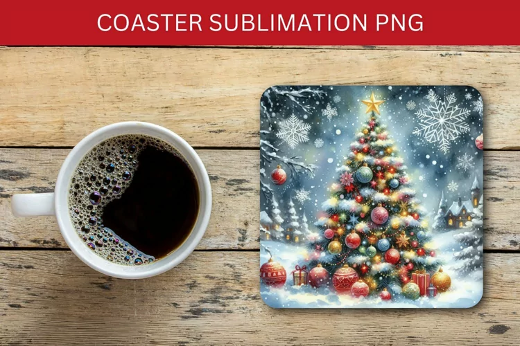 square coaster - christmas tree
