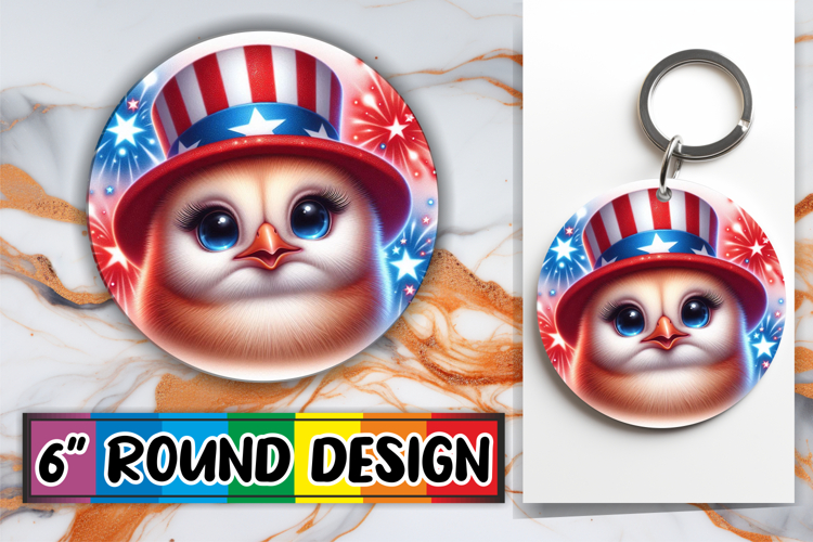 Unique Round Keychain Sublimation PNG, USA Animals