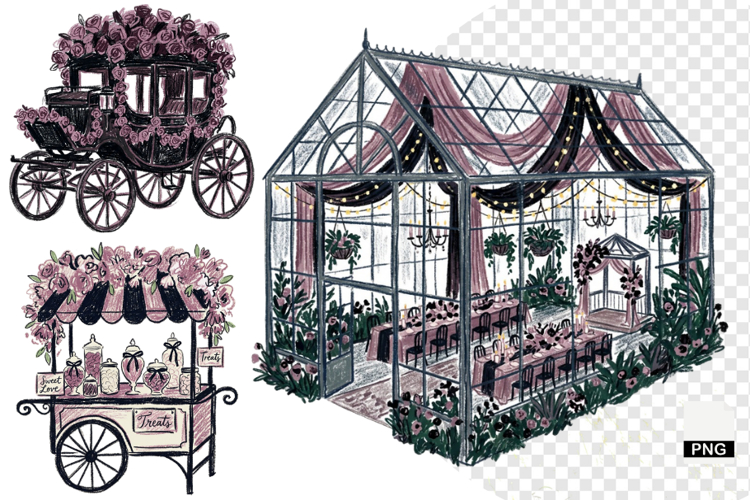 Goth Wedding Night Clipart example image 1