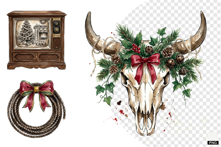 Christmas Festive Western Clipart
