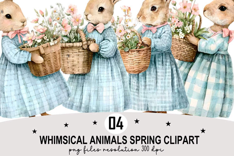 Whimsical Animals Spring Clipart Watercolor png