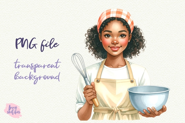 Black Girl Baker Clipart Sublimation Baking PNG