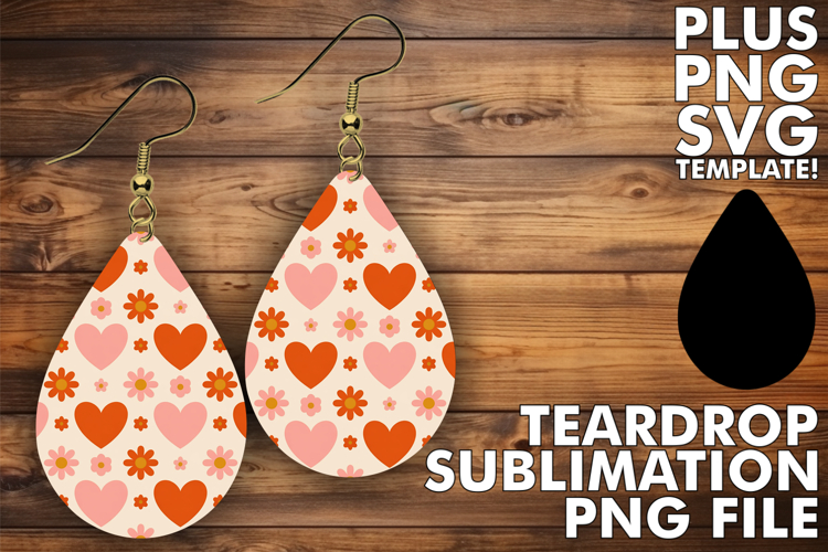 Playful TEARDROP Earrings Art PNG, Valentines Pattern