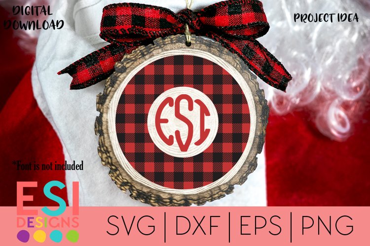 Christmas |Buffalo Monogram Frame Design| SVG, DXF, EPS example image 1