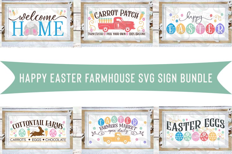 Farmhouse Easter svg cut files Sign Bundle, 6 Easter svg example image 1