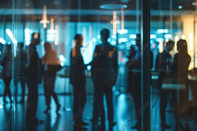 Modern Business Office with Blurred People Background