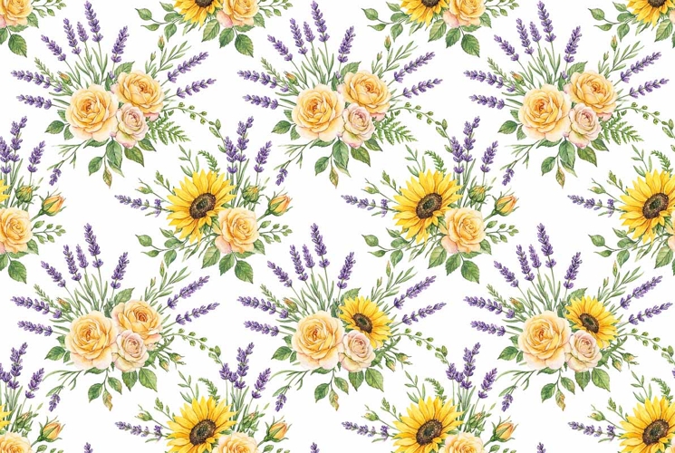 Provence style watercolor floral pattern