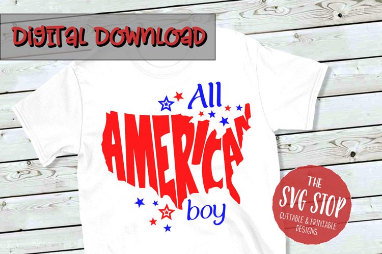 All American Boy Word Art | Kids Patriotic Tshirt SVG