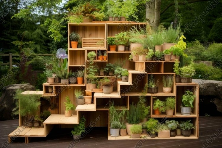 Wooden Outdoor Plant Shelving Unit