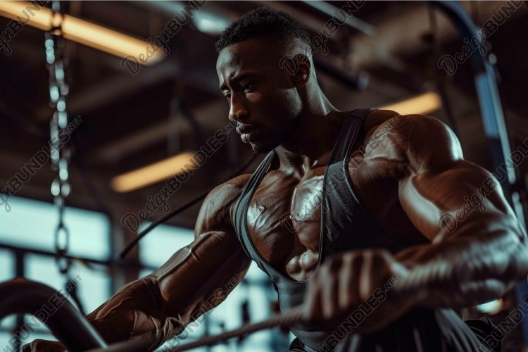 Strenuous Athlete intense training gym. Generate Ai
