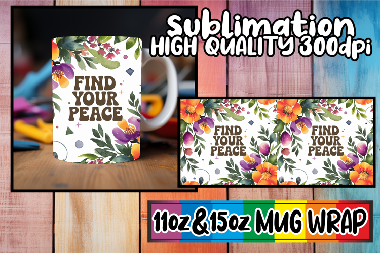 Unique vibes sublimation print wrap, Flower Quote