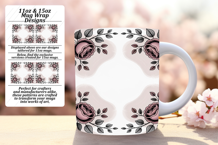 Sophisticated 15oz Png Mug Wrap , Flowers