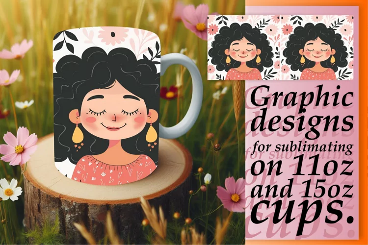 Beautiful Female Portrait Mug Wrap Design 11oz/15oz