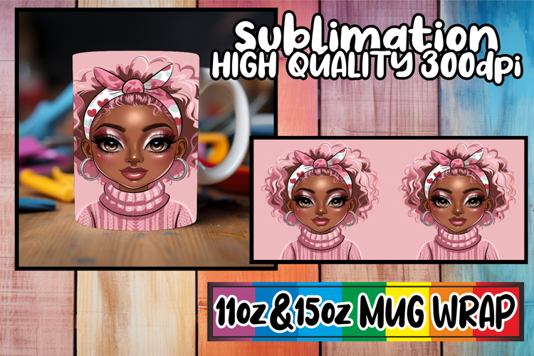 Colorful vibes sublimation print wrap, Afro Girl