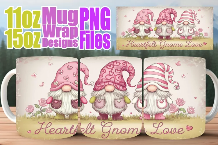Sweet escapes 11oz 15oz sublimation wrap, Love Gnome