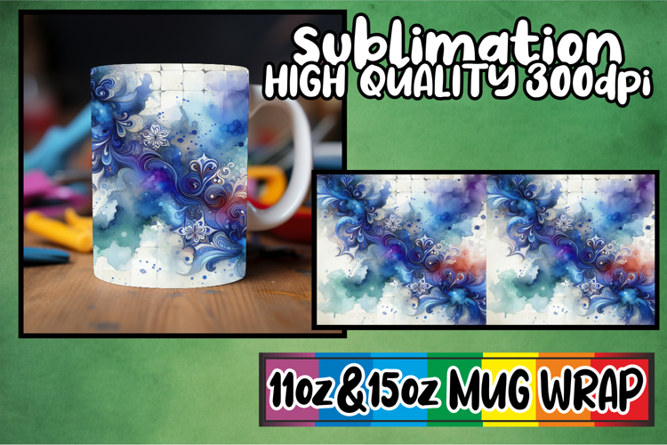 Pure joy sublimation mug wrap, Watercolor Pattern