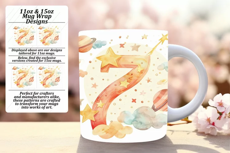 Cosmic Serenity: Sublimation Mug Wrap Art 11oz/15oz