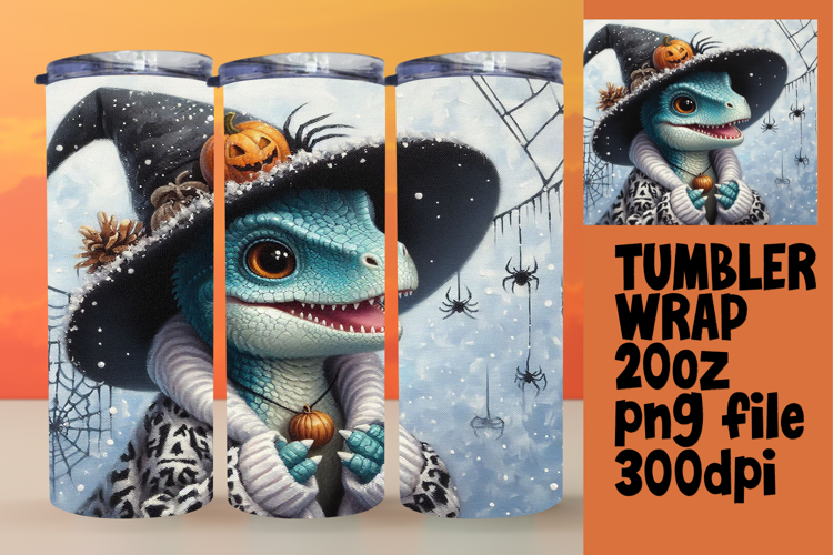 Custom Wraps for 20oz Tumbler , Halloween Dino
