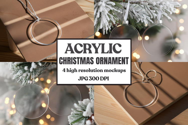 Christmas Acrylic Ornament Mockups | Round Clear Acrylic Orn