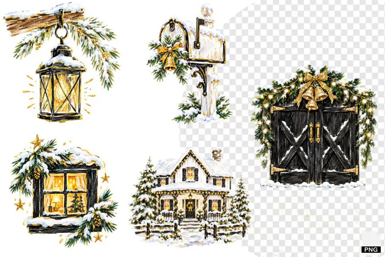Christmas Farmhouse Clipart
