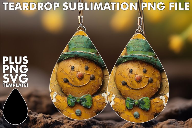 Whimsical teardrop EARRINGS Art PNG, Gingerbread Man