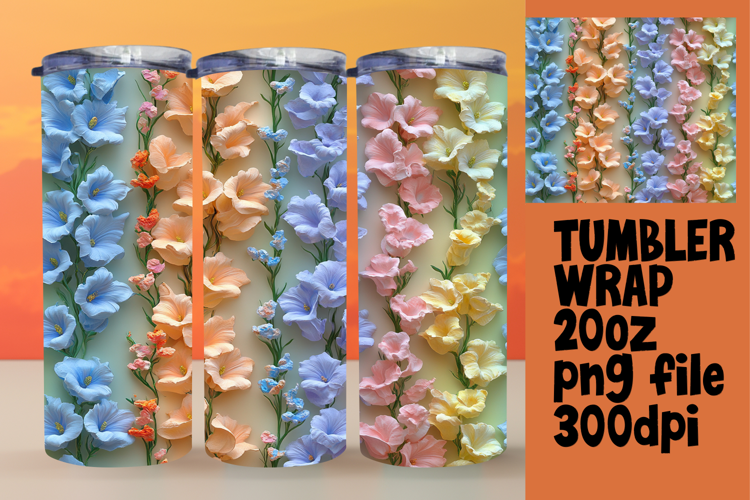 Fresh 20oz Tumbler Artwork , 3D Flower