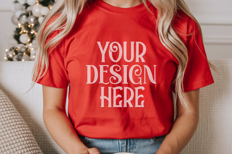 Red Comfort Colors 1717 Christmas Mockup, CC 1717 example image 1