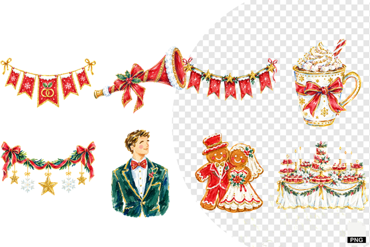 Wedding Party In Christmas Clipart
