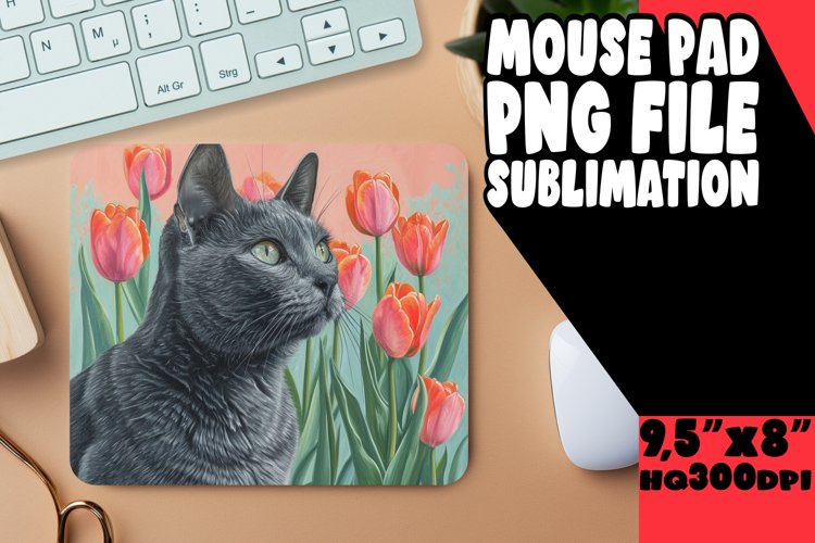 Witty Feline Sublimation Mouse Mat example image 1
