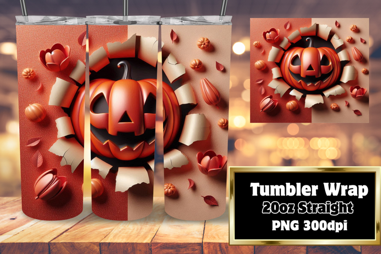 GRACEFUL 20oz Tumbler Wrap for DIY , 3D Pumpkin