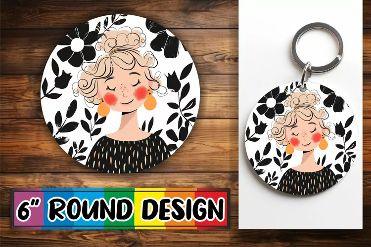 Stunning Woman Portrait Round Design Sublimation PNG
