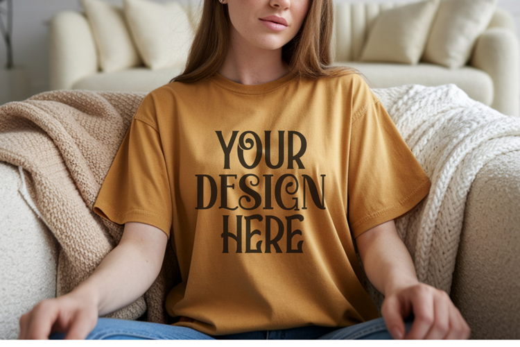 Mustard Comfort Colors 1717 T-shirt Mockups,1717 Mockups
