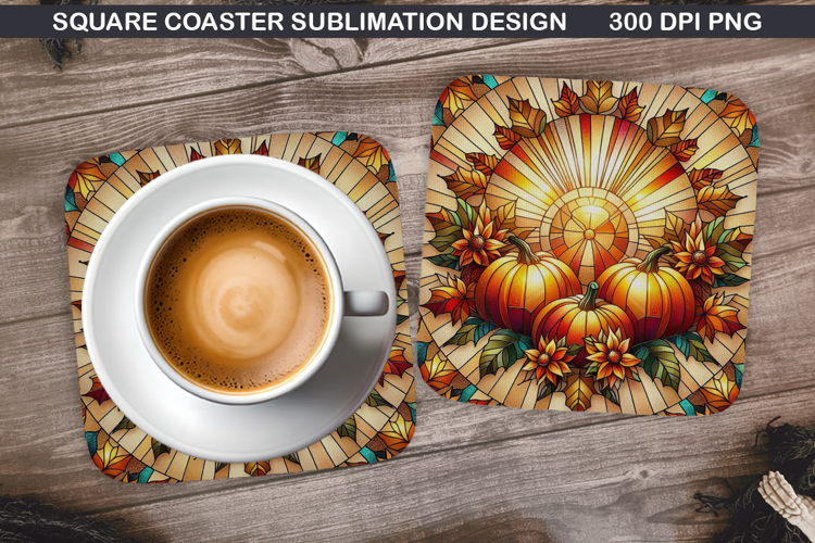 Pumpkin Coaster Sublimation, Halloween Coaster PNG Design