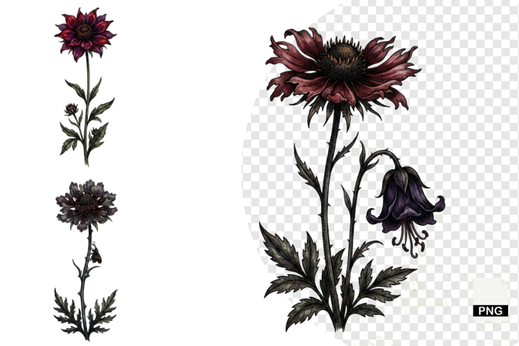 Goth Wildflowers Clipart