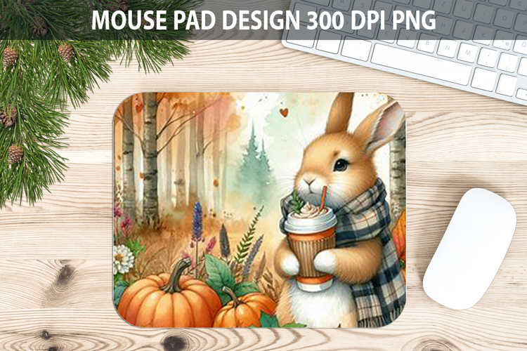 Watercolor Bunny Mouse Pad Sublimation - Animal PNG