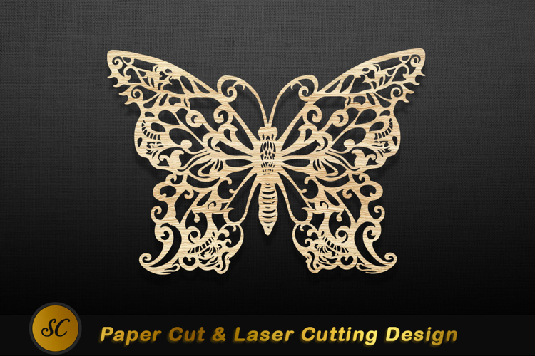 Intricate wooden butterfly laser cut design image Laser cut