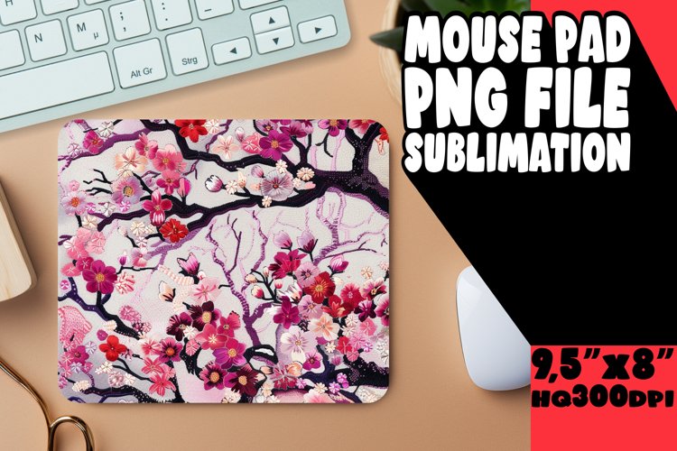 Chic Embroidery Flower Mouse Pad Sublimation
